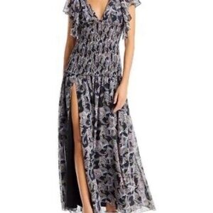 Cinq a Sept Elegant Black & White Paisley Maxi Dress